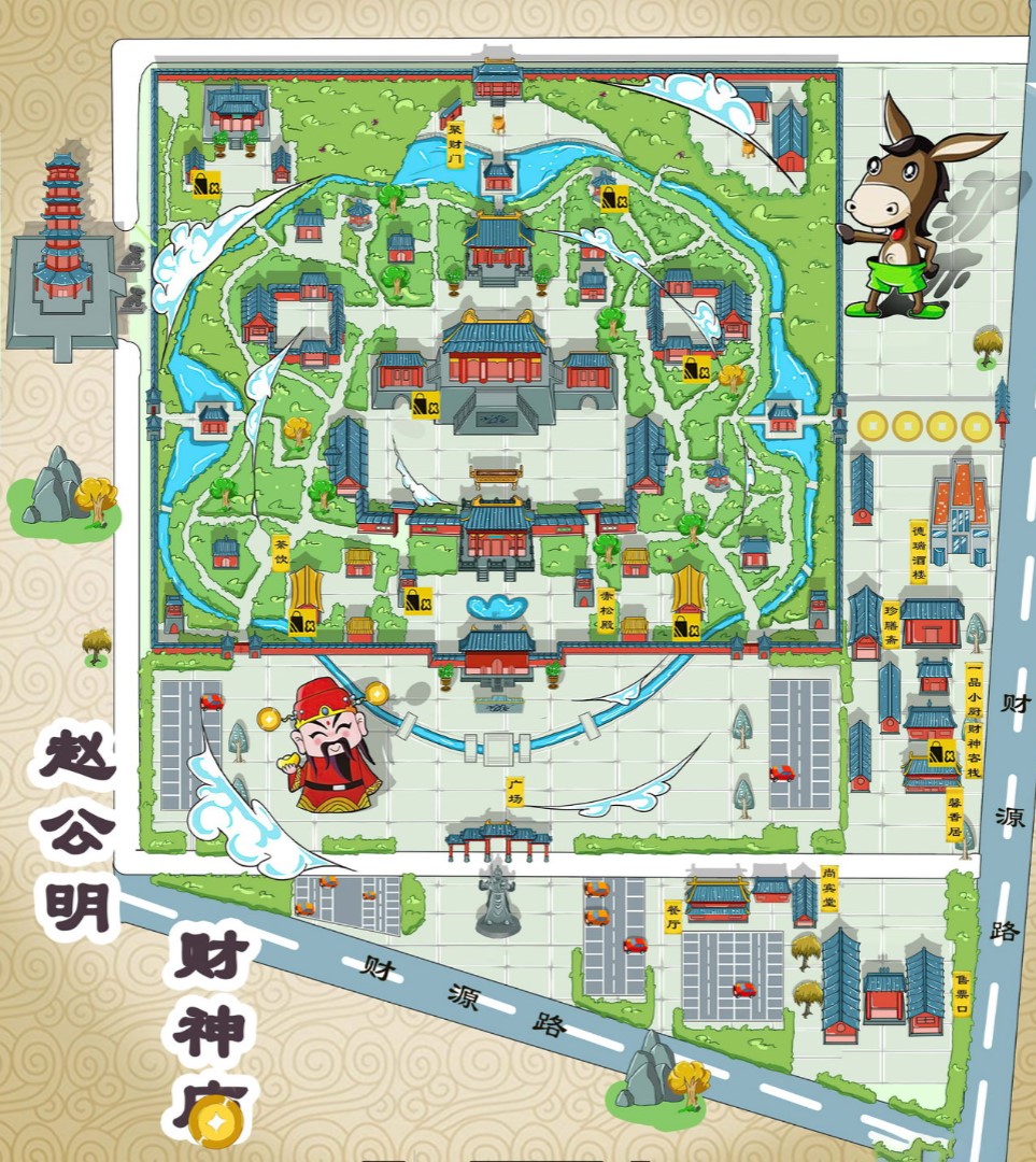 江西寺庙类手绘地图
